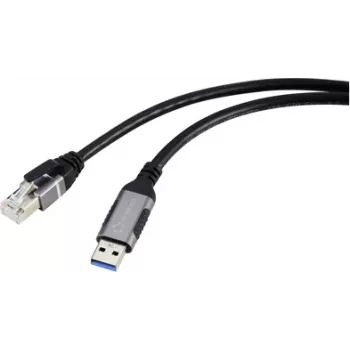Renkforce USB tīkla adaptera kabelis [1x USB 3.2 Gen 1 A (USB 3.0) - 1x RJ45] 3,00 m, alumīnija spraudnis (RF-6055788)