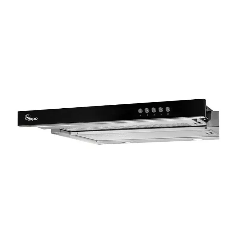 Tvaika nosūcējs Akpo WK-7 Light Glass 50, nerūsējošais tērauds/melns, iebūvējams zem skapja