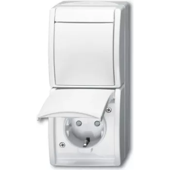 BUSCH JAEGER 2601/6/20 EBW-54 – Kontaktligzda F tips 2P+E – Balta – IP44 – 250 V – 16 A