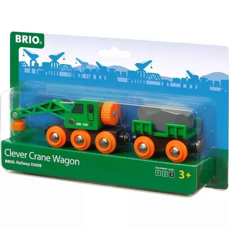 BRIO Clever Crane Wagon Lift and Load Black Green