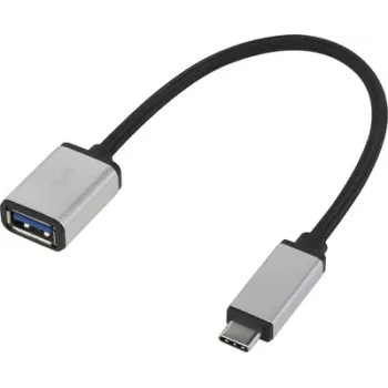 Renkforce RF-4888284 USB kabelis 0,15 m 3.2 Gen 1 (3.1 Gen 1) USB C USB A Melns - Sudrabs