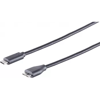 USB kabelis S/CONN 77142-1.8 USB 3.2 Gen 1 1m USB C USB A Melns