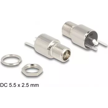 DeLOCK DC ligzda 5.5 x 2.5 mm sievišķā panelmontāžai lodēšanai 20 V 9 A