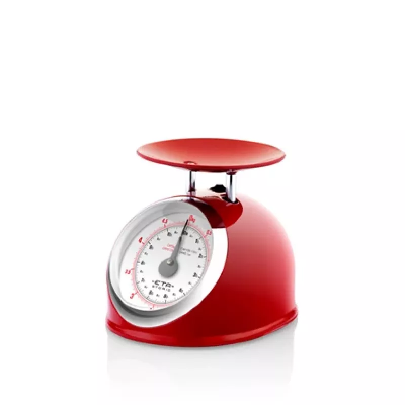 Mehāniskais virtuves svars ETA ETA577790030 — 5 kg, 25 g iedaļa, nerūsējošais tērauds, balts