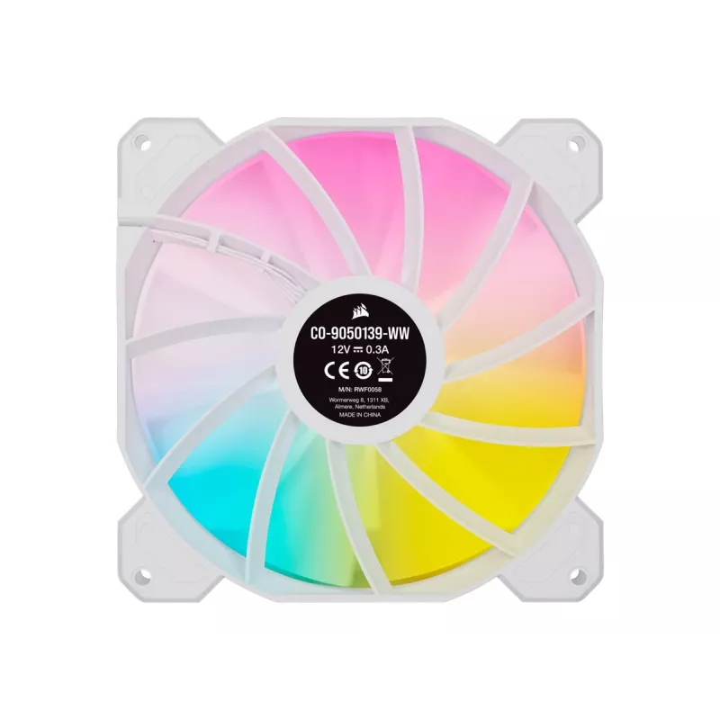 Corsair iCUE SP140 RGB ELITE 140mm Balts ARGB Reversā Lāpstiņa PWM Korpusa Ventilators 2-Pack