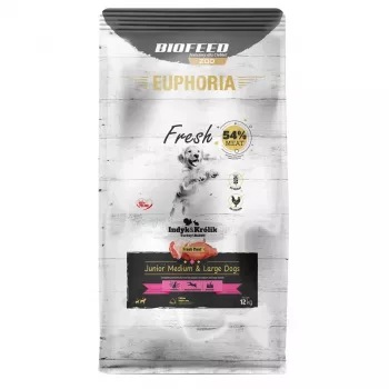 EUPHORIA Fresh Junior Medium & Large dogs Turkey with rabbit - sausā barība suņiem - 12kg