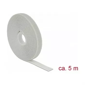 DELOCK 18276 lipīgā lente (āķis un cilpa), pelēka, 13 mm x 5 m, 1 gab.