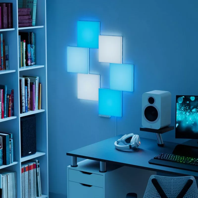 LED paneļa gaisma Nanoleaf N8100K02-6BS — Square RGB, 6 gab., AC 100–240 V, sienas stiprinājums