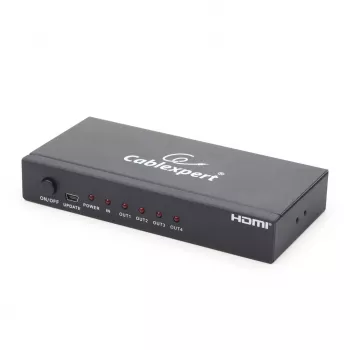 HDMI video sadalītājs GEMBIRD DSP-4PH4-02 — 4× HDMI izejas, HDMI 1.4, 225 MHz, tērauda korpuss, 146×73×24 mm