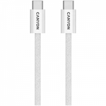 CANYON OnWire 60MG USB-C uz USB-C magnētiskais pītais kabelis 1m balts