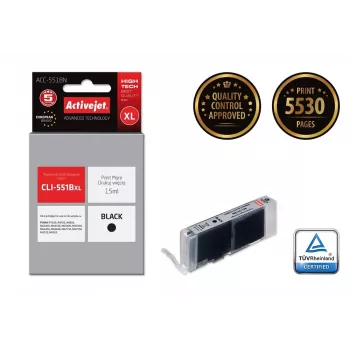 Activejet ACC-551BN tintas kasetne (aizstāj Canon CLI-551BK; Supreme; 15 ml; melna)
