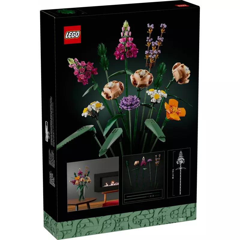 LEGO 10280 Icons Ziedu pušķis — Mākslīgo ziedu komplekts pieaugušajiem, dekoratīvs mājas aksesuārs, dāvanu ideja sievietēm un vīriešiem