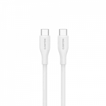 CANYON CC60SC10 USB-C uz USB-C kabelis 60W 1m Silikons Balts