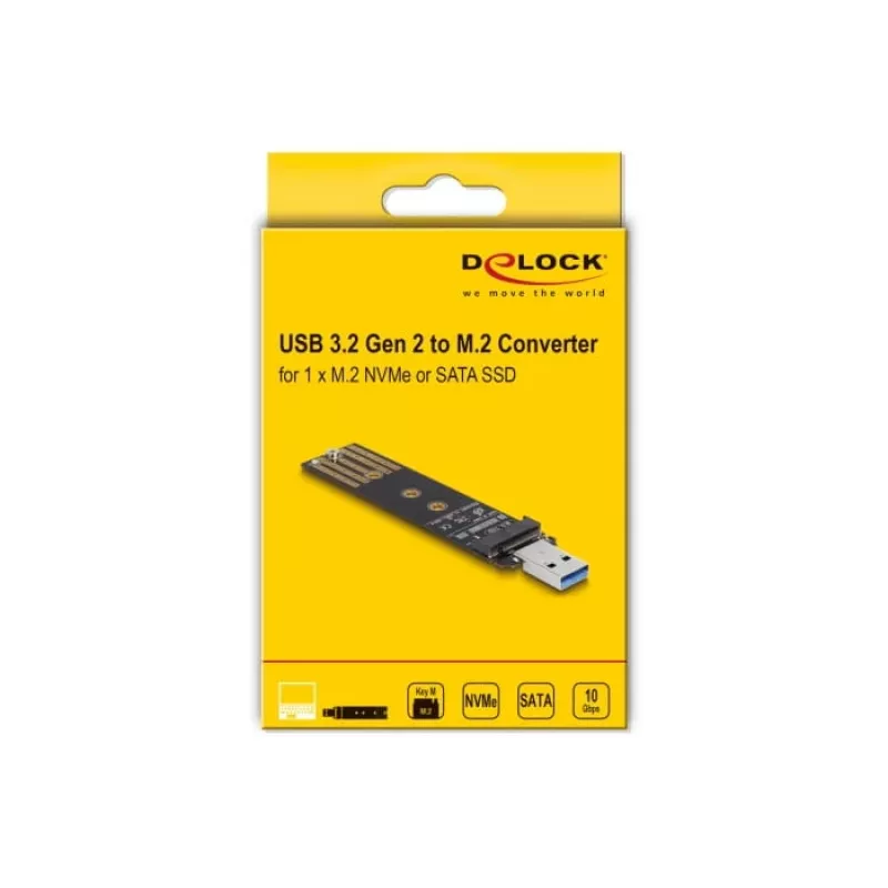 DeLOCK Kombinētais pārveidotājs M.2 NVMe PCIe vai SATA SSD USB 3.2 Gen 2 Melns