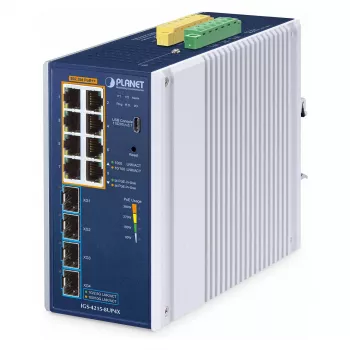 Pārvaldāms slēdzis PLANET IGS-4215-8UP4X 8 portu L2/L4 Gigabit Ethernet IP30 alumīnija zils