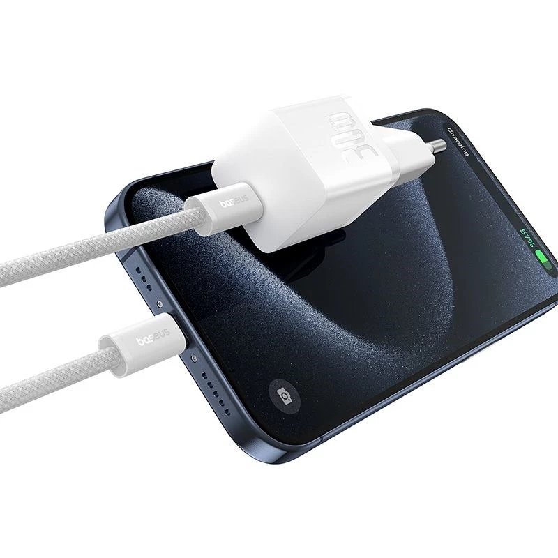 Baseus P10110902213-01 USB-C GaN5 mini 30W sienas lādētājs Balts