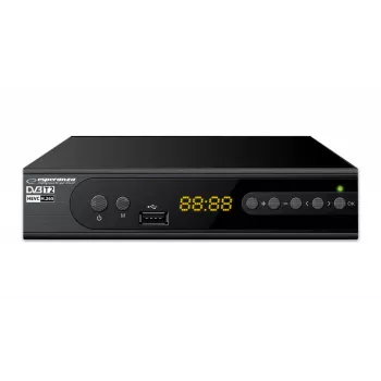 Set-top kaste ESPERANZA EV106R, DVB-T2 / DVB-C, HEVC H.265, HDMI, USB, PVR, Dolby Digital, 174–790 MHz, melna