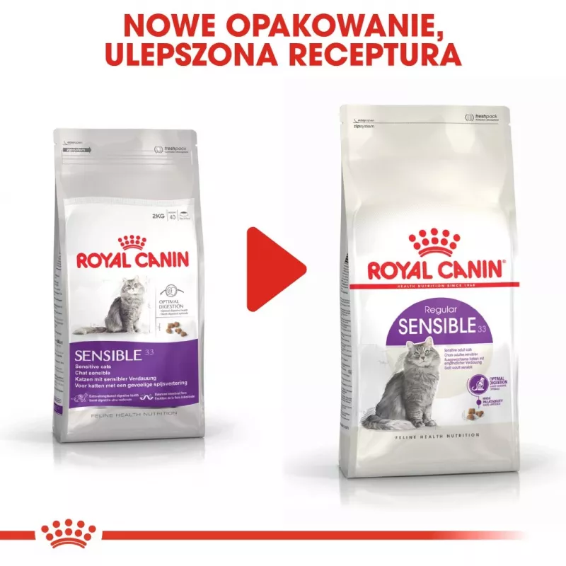 Sausā kaķu barība Royal Canin Sensible 33 Adult, 10 kg — vista, 33% olbaltumvielas, urīnceļu kontrole