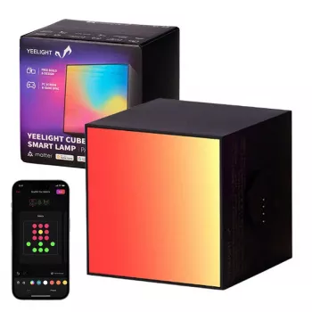 Viedā galda lampa Yeelight Cube Black — Wi‑Fi/Bluetooth, Daudzkrāsaina, 75×75×75 mm, 100–240V