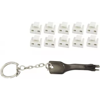 ShiverPeaks BS08-01036 RJ45 Portu Bloķētājs — 10 bloķētāji ar 1 galveno atslēgu, balts