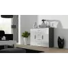 Sideboard Cama Meble UNI pelēks/balts spīdums, 2 durvis, 2 plaukti, 1320×380×920 mm