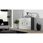 Sideboard Cama Meble UNI pelēks/balts spīdums, 2 durvis, 2 plaukti, 1320×380×920 mm