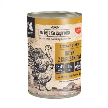 WIEJSKA ZAGRODA Kaķēniem Tītars ar vistu - mitrā kaķu barība - 400g