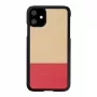 Viedtālruņa maciņš iPhone 11 — melns, koks un polikarbonāts, asimetrisks dizains