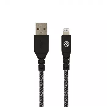 USB uz Lightning datu kabelis Tellur TLL155481 2.4A 1 m neilona pīts melns
