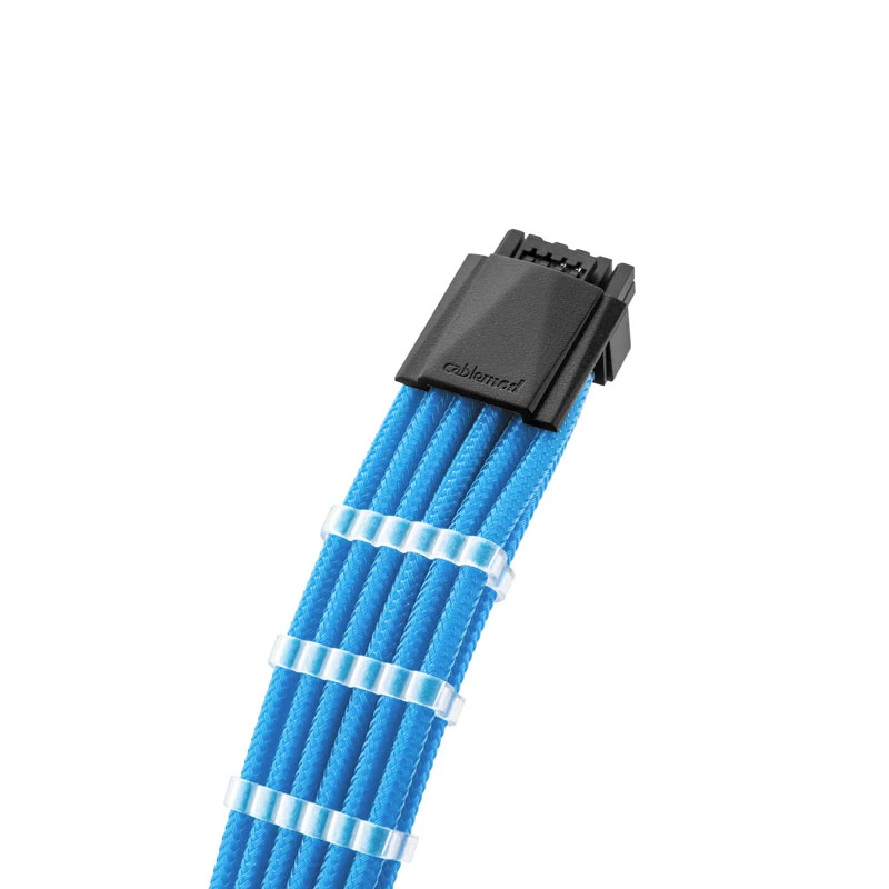 CableMod PRO ModMesh 12VHPWR kabeļu pagarinājumu komplekts — gaiši zils, 3 gab., GPU 12+4 kontaktu pagarinājumi