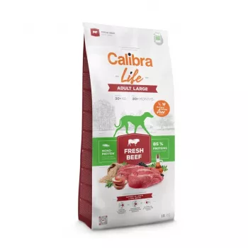 Sausā barība suņiem Calibra Life Adult Large Fresh Beef 12 kg — lielo šķirņu pieaugušiem suņiem (25–45 kg), 25% olbaltumvielas, 14% tauki