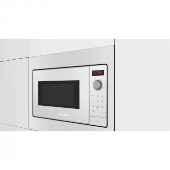 Iebūvējamā solo mikroviļņu krāsns Bosch BFL523MW3, 800 W, 20 L, balta, skārienvadība un rotācijas regulators