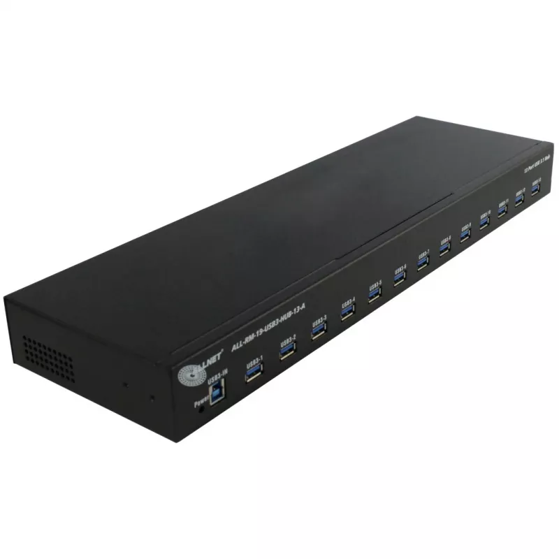 USB centrmezgls ALLNET ALL-RM-19-USB3-HUB-13-A — 13 portu USB 3.0 plaukta centrmezgls, 48.30 cm