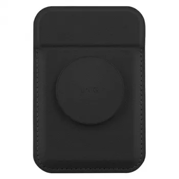 Magnētiskais karšu maciņš UniQ Flixa — saderīgs ar MagSafe, melns (jet black)