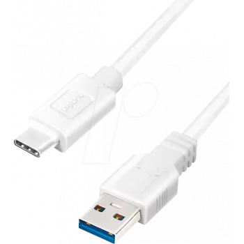 Logilink USB kabelis - USB Type A (tēviņš) uz USB-C (tēviņš) abpusējs - USB 3.2 Gen 1 - 3 A - 15 cm - Balts (CU0172)