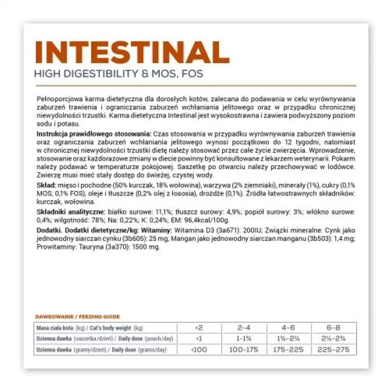 VetExpert Veterinary Diet Intestinal mitrā kaķu barība 100 g