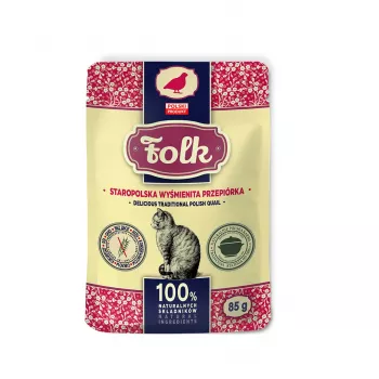 FOLK Delicious tradicionāls poļu paipalu mitrā barība kaķiem - 85g