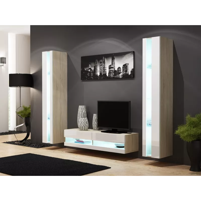 Cama plauktu stends VIGO NEW 180/40/30 sonoma/balti spīdīgs