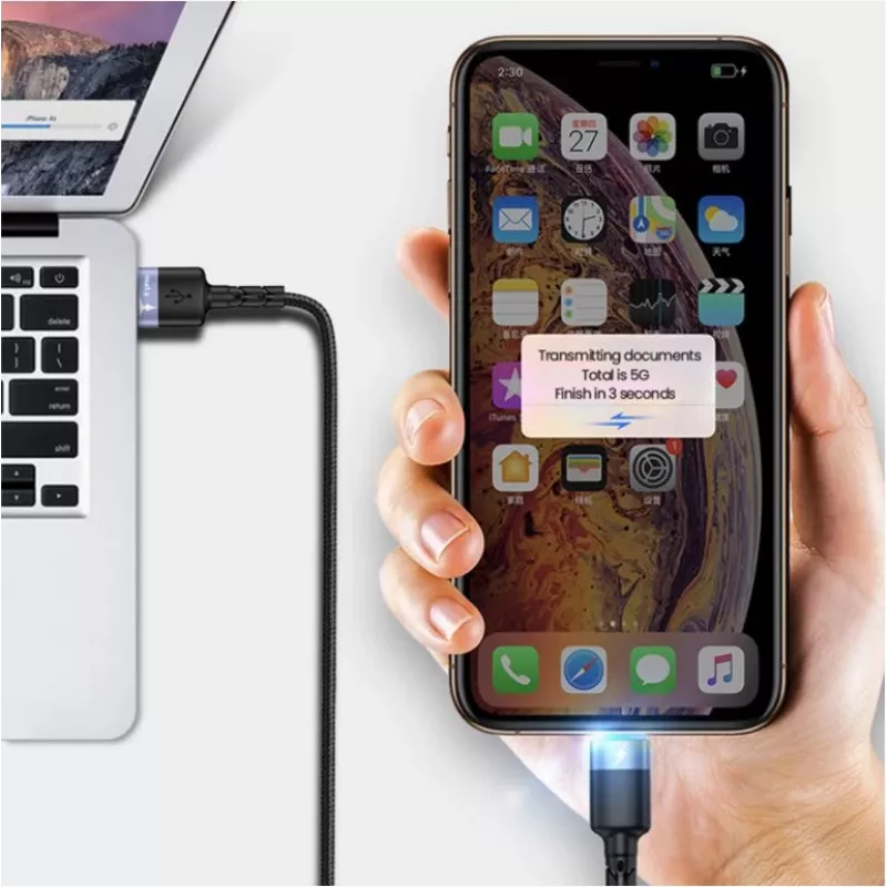 USB–Lightning datu kabelis Tellur 1.2 m neilona pīts melns
