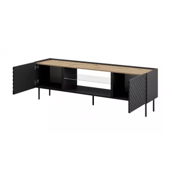 EF ONDA RTV skapis 180x40x39-58 melns (stāvošs vai stiprināms pie sienas)