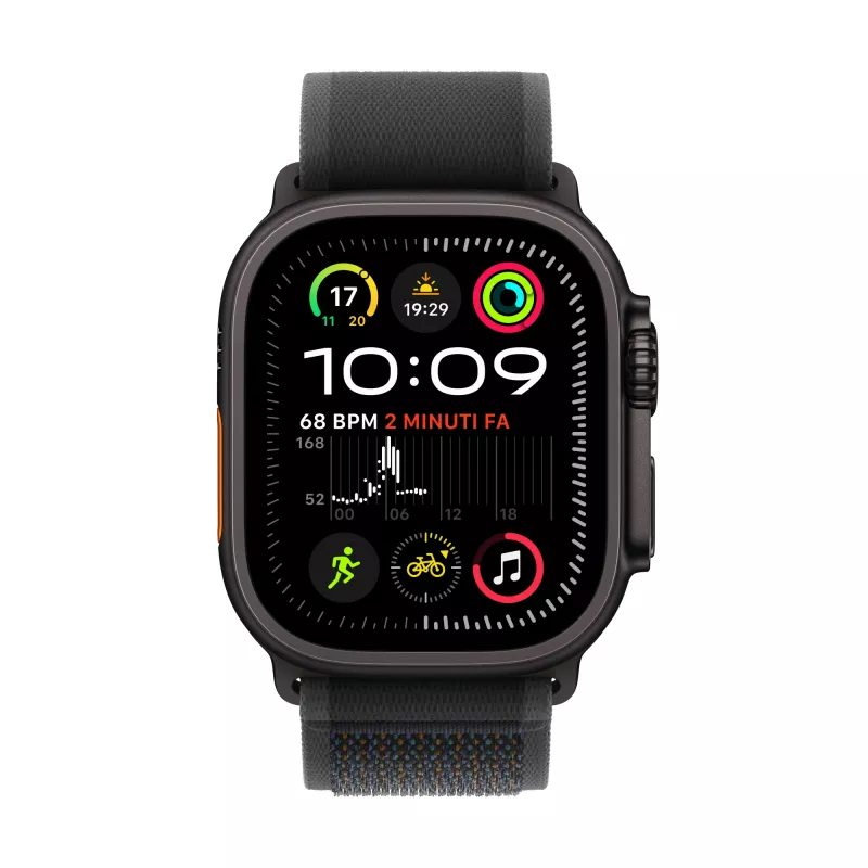 APPLE Watch Ultra 2 GPS + Cellular 49mm Melna Titāna Korpuss ar Melnu Trail Siksnu - M/L