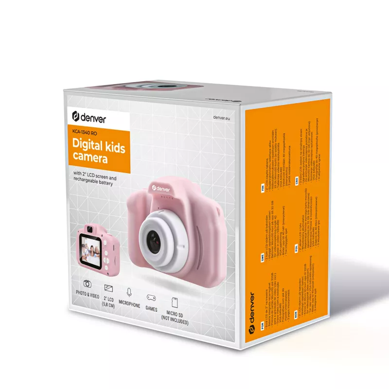 Bērnu digitālā fotokamera DENVER KCA-1340RO — rozā, 85 g
