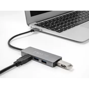 DeLOCK 63171 USB 3.2 Gen 1 Type-A centrmezgls, 4 porti, 5000 Mbit/s, pelēks