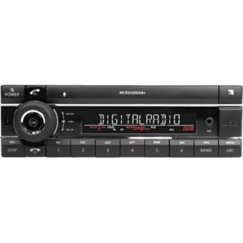 Auto DAB+ radio Axion MCR 2420 — DAB+ uztvērējs, USB, AUX, Bluetooth, 24V, īsa vārpsta