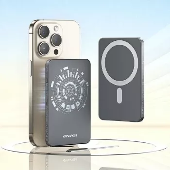 Bezvadu Powerbank AWEI P112K 5000mAh MagSafe Pelēks