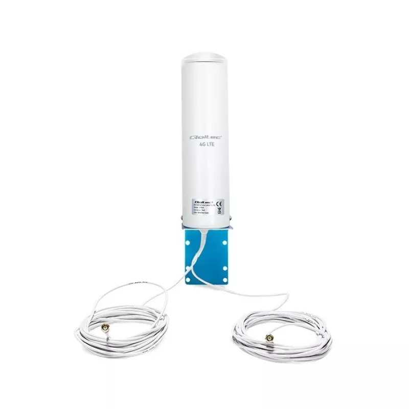 Āra visvirziena 4G LTE antenna QOLTEC 57044, 5 dBi, 600–2700 MHz, 50 W, 50 Ω, balts vara korpuss
