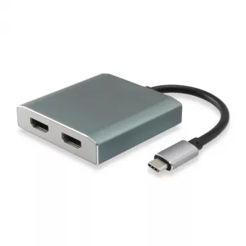 Equip USB-C uz 2x HDMI sieviešu adapteris, 3.2 Gen 1, USB-C, HDMI izeja, 4096 x 2160 pikseļi
