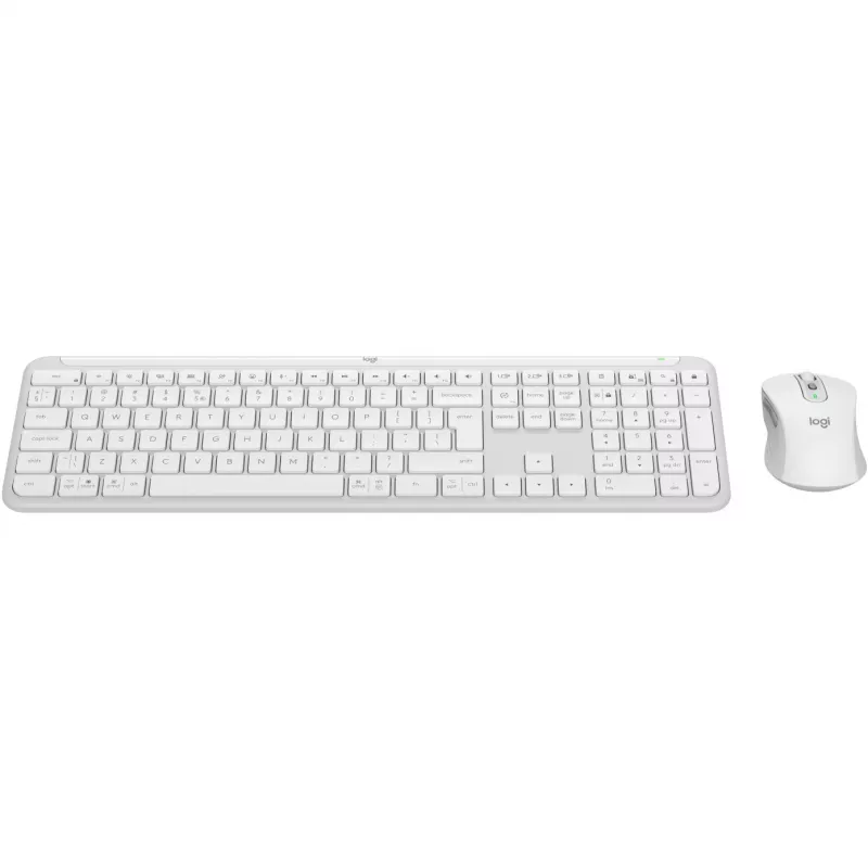 Logitech Signature Slim Combo MK950 - Bezvadu tastatūras un peles komplekts - 100% pilna izmēra - Bezvadu - Bluetooth 5.1 LE - QWERTY - US International - Off-White (920-012491)