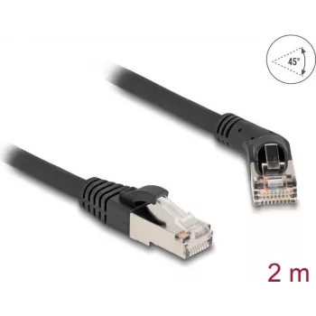 DeLOCK RJ45 Cat.6A tīkla kabelis 45° leņķa uz taisno 2m melns