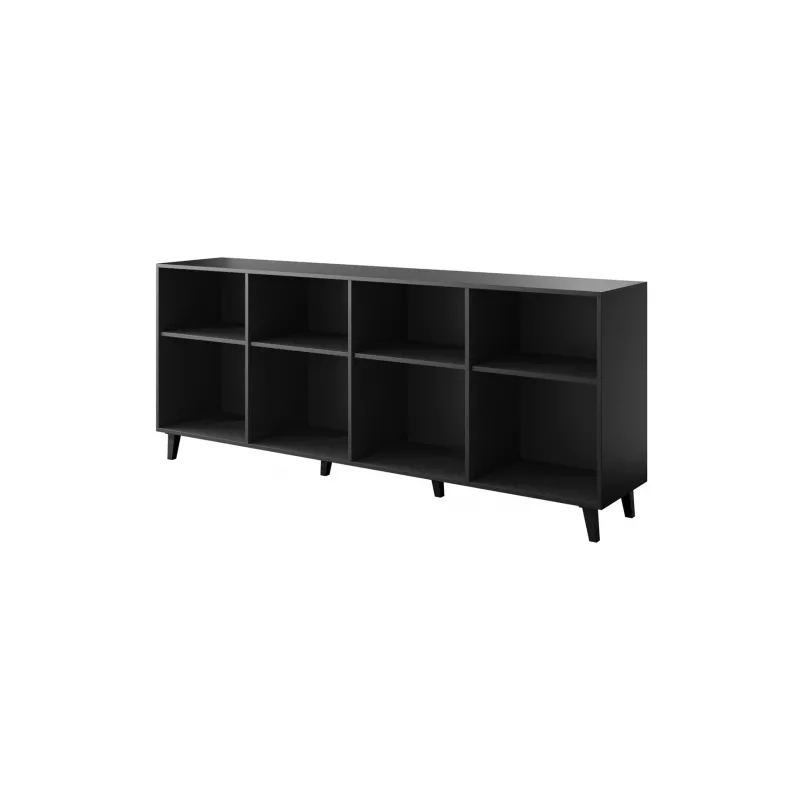 Kumode FARO KOM200 CZ — 2000×420×820 mm, matēti melns rāmis, ozolkrāsas frontes